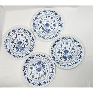 One Hundred 80 Degrees Blue Botanical Melamine Luncheon Plates Set of 4 9" Paper